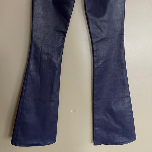 NWT L'Agence Marty Coated Flare Jeans Midnight Navy Blue High Waisted Chic Sexy - Picture 13 of 13